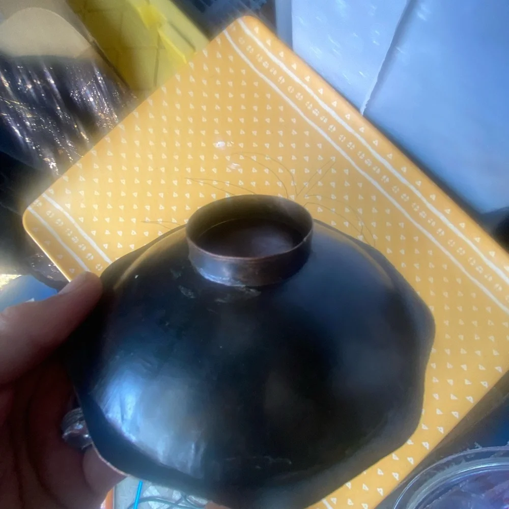 Mid Century Modern Enamel Over Copper Sunset Footed Trinket Dish - Picture 4 of 9